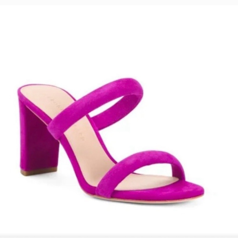 Veronica Beard Gualey Suede Fuchsia Pink Block Heel Sandals Size 9